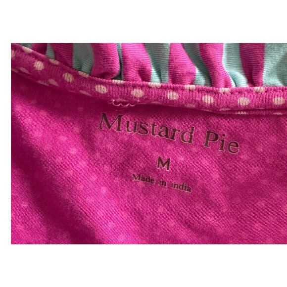 Mustard Pie Womens Medium Pink Blue Button Front Long Sleeve Top - Picture 3 of 7